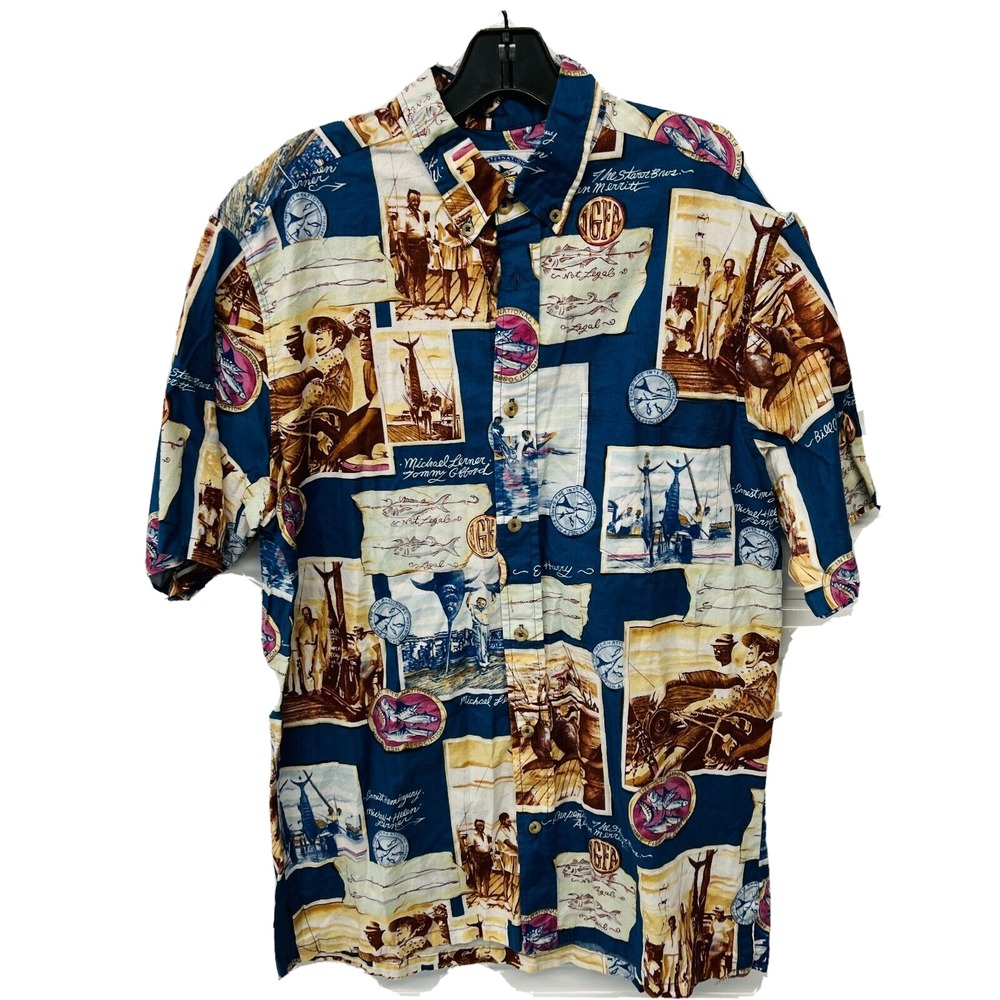 AFTCO Men's Bluewater International Game Fishing Hawaiian‎ IFGA Shirt L